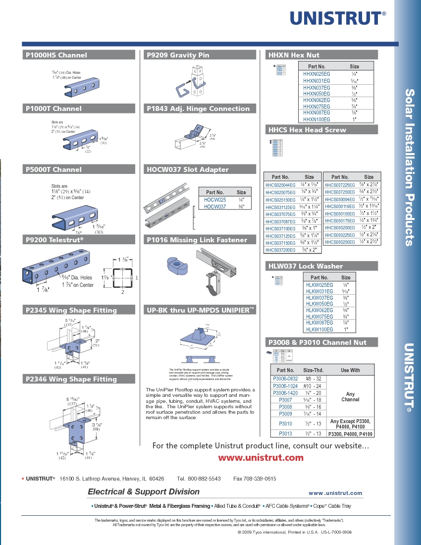 Unistrut Solar Installation Products | Unistrut Hawaii | Honolulu, Hawaii